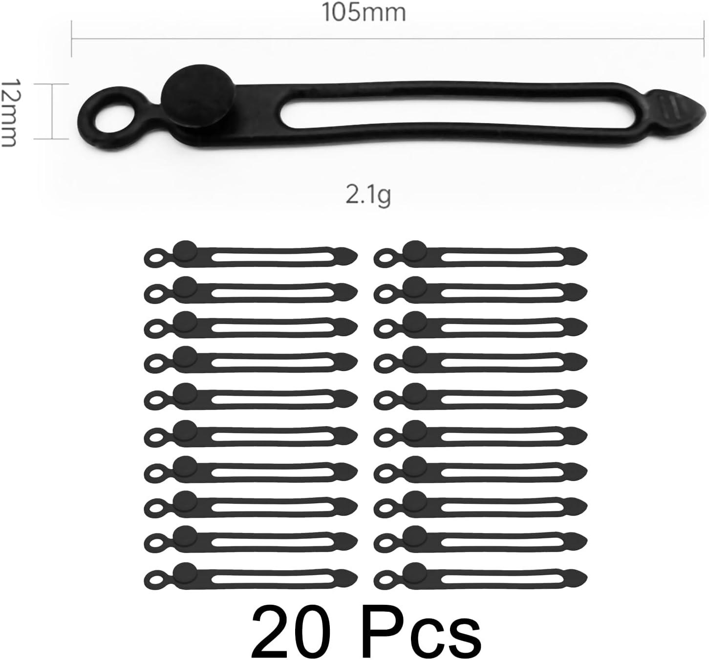 imageTENOC Silicone Cable Ties 10 Pcs Black Reusable Cable Holder Elastic Cord Straps Flexible Wire Organizer for Phone Tablet Charging Cable and Headset or OthersBlack