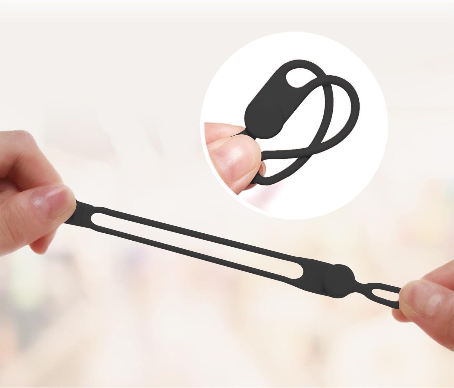 imageTENOC Silicone Cable Ties 10 Pcs Black Reusable Cable Holder Elastic Cord Straps Flexible Wire Organizer for Phone Tablet Charging Cable and Headset or OthersBlack