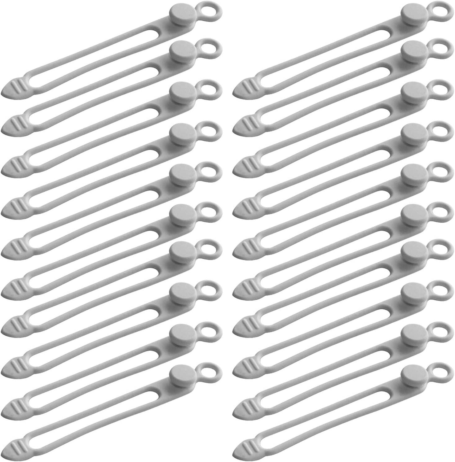 imageTENOC Silicone Cable Ties 10 Pcs Black Reusable Cable Holder Elastic Cord Straps Flexible Wire Organizer for Phone Tablet Charging Cable and Headset or OthersGrey