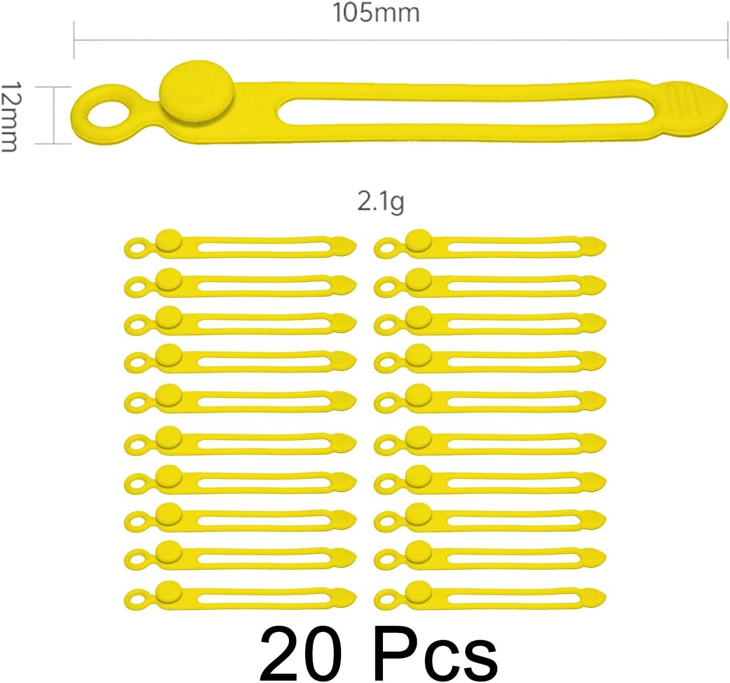 imageTENOC Silicone Cable Ties 10 Pcs Black Reusable Cable Holder Elastic Cord Straps Flexible Wire Organizer for Phone Tablet Charging Cable and Headset or OthersYellow