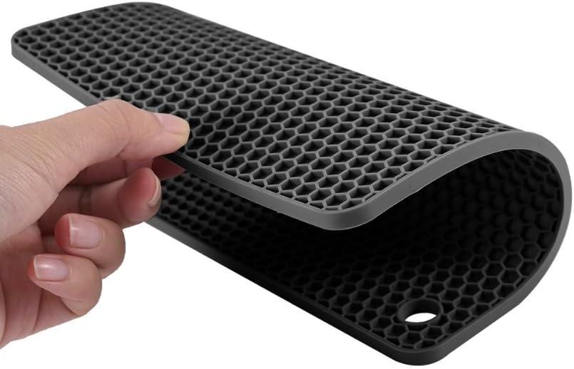 imageTENOC Silicone NonSlip Heat Resistant amp WaterTrapping Trivet Mats for Water Glasses amp Teacup amp Coffee Cup amp Dishes amp Cookware Multipurpose Kitchen Table Coaster 35Inch BlackBlack