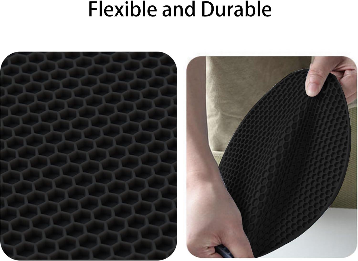 imageTENOC Silicone NonSlip Heat Resistant amp WaterTrapping Trivet Mats for Water Glasses amp Teacup amp Coffee Cup amp Dishes amp Cookware Multipurpose Kitchen Table Coaster 35Inch BlackBlack