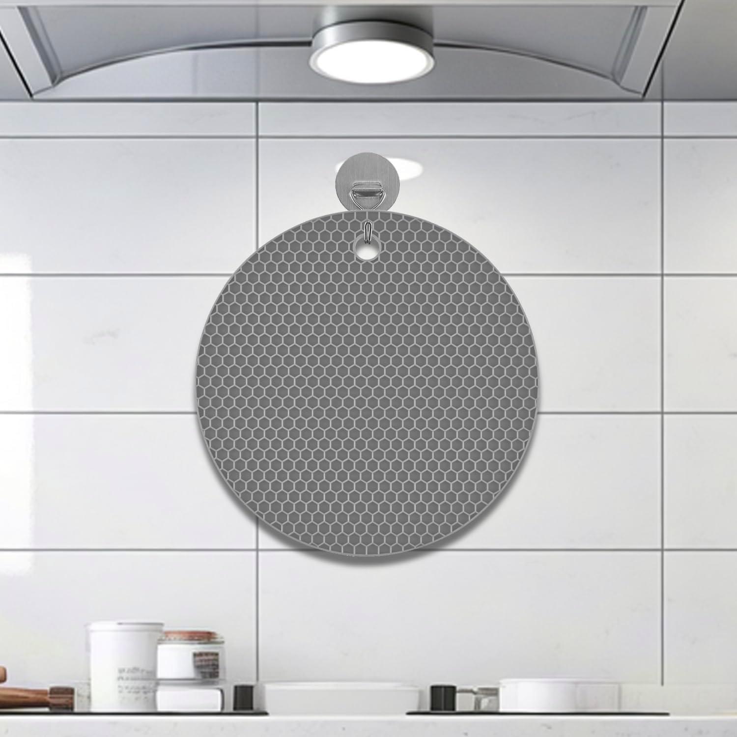imageTENOC Silicone NonSlip Heat Resistant amp WaterTrapping Trivet Mats for Water Glasses amp Teacup amp Coffee Cup amp Dishes amp Cookware Multipurpose Kitchen Table Coaster 35Inch BlackGray