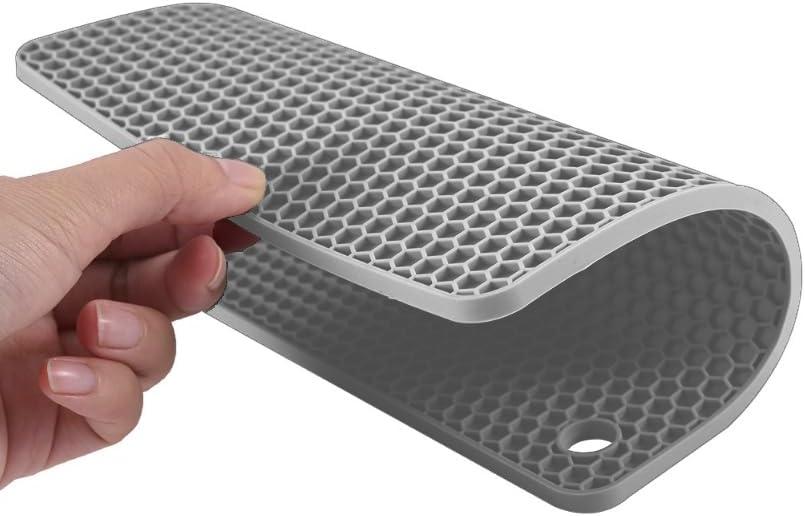 imageTENOC Silicone NonSlip Heat Resistant amp WaterTrapping Trivet Mats for Water Glasses amp Teacup amp Coffee Cup amp Dishes amp Cookware Multipurpose Kitchen Table Coaster 35Inch BlackGray