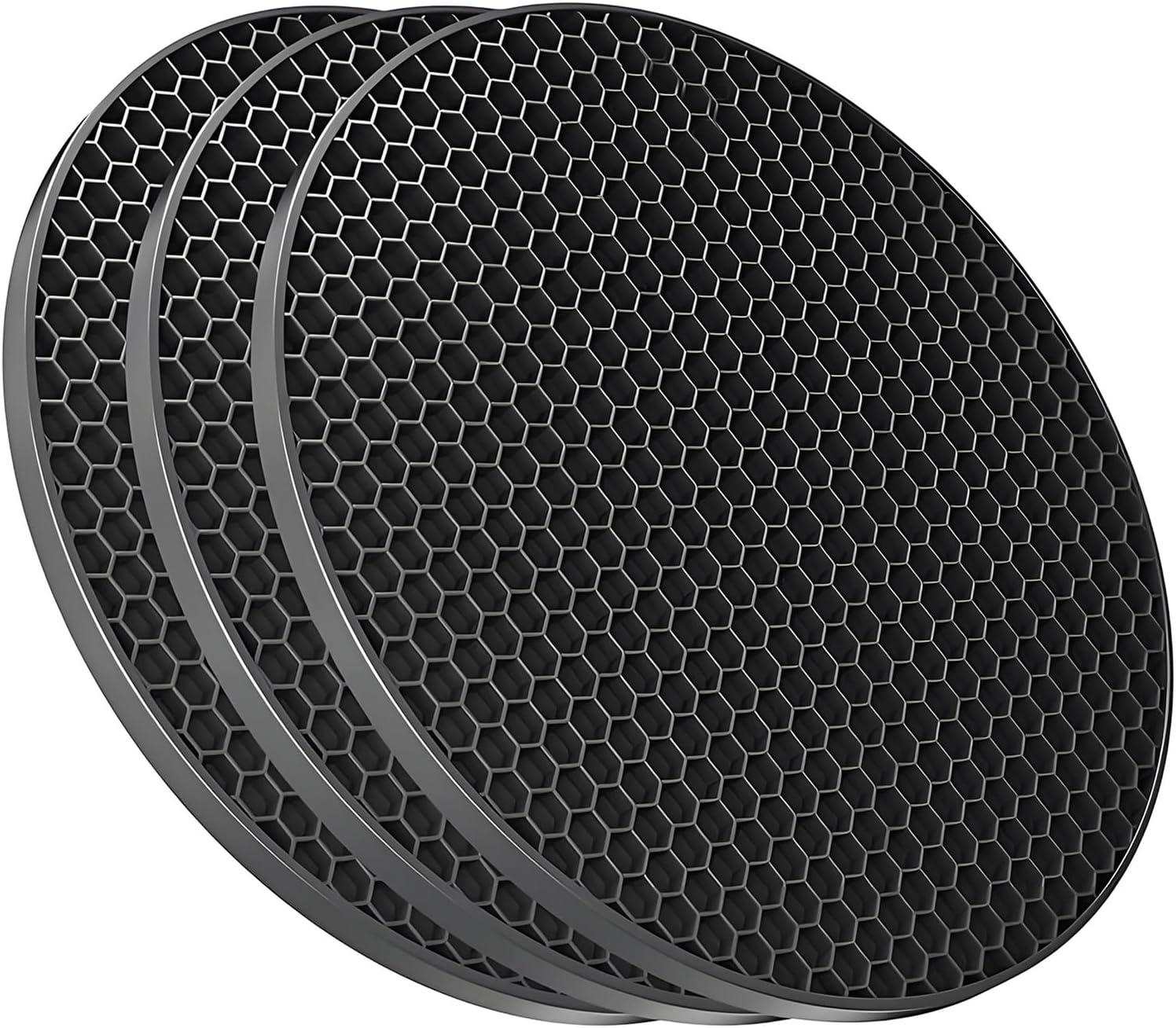 imageTENOC Silicone NonSlip Heat Resistant amp WaterTrapping Trivet Mats for Water Glasses amp Teacup amp Coffee Cup amp Dishes amp Cookware Multipurpose Kitchen Table Coaster 35Inch BlackBlack