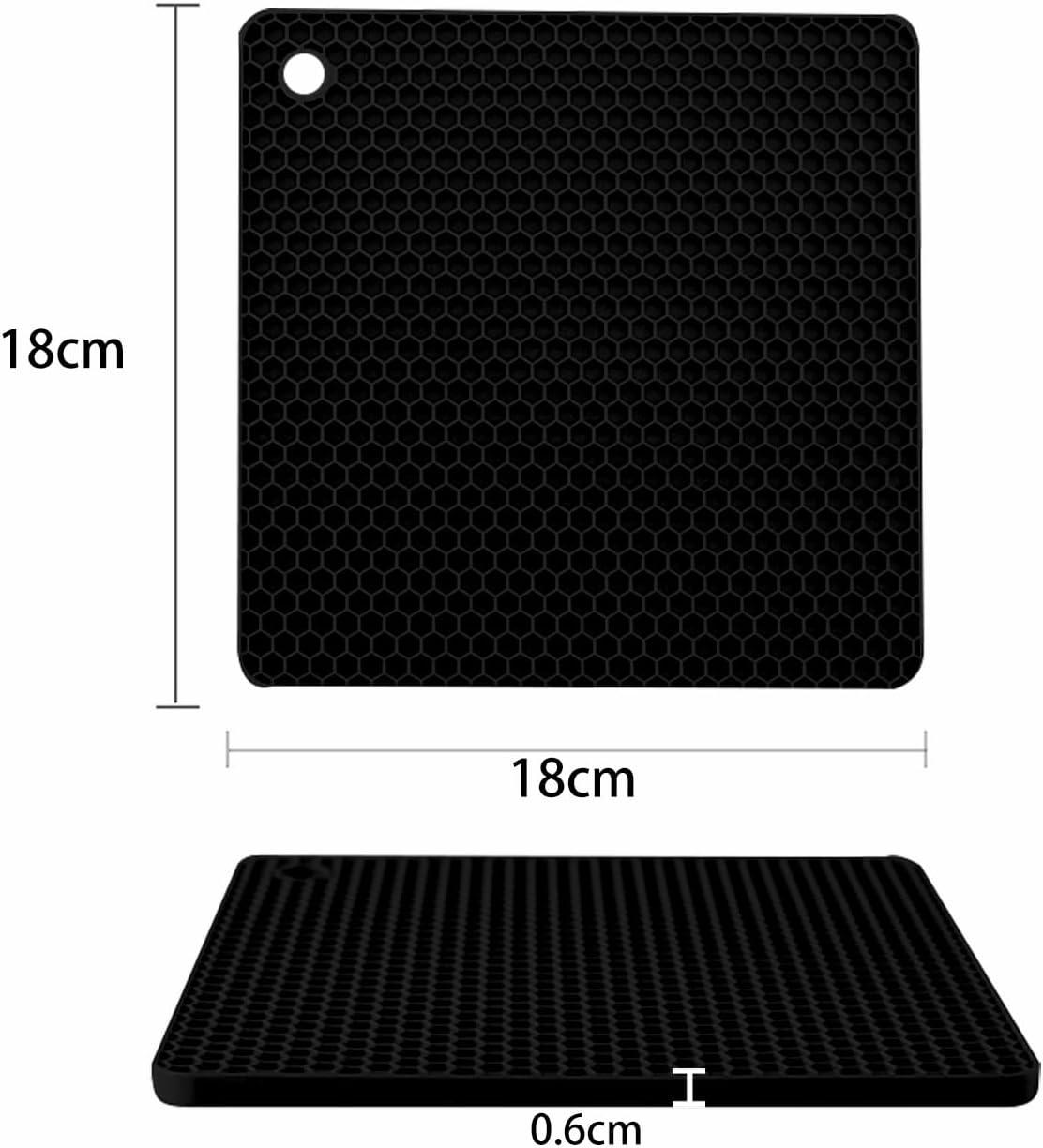 imageTENOC Silicone NonSlip Heat Resistant amp WaterTrapping Trivet Mats for Water Glasses amp Teacup amp Coffee Cup amp Dishes amp Cookware Multipurpose Kitchen Table Coaster 35Inch BlackBlack