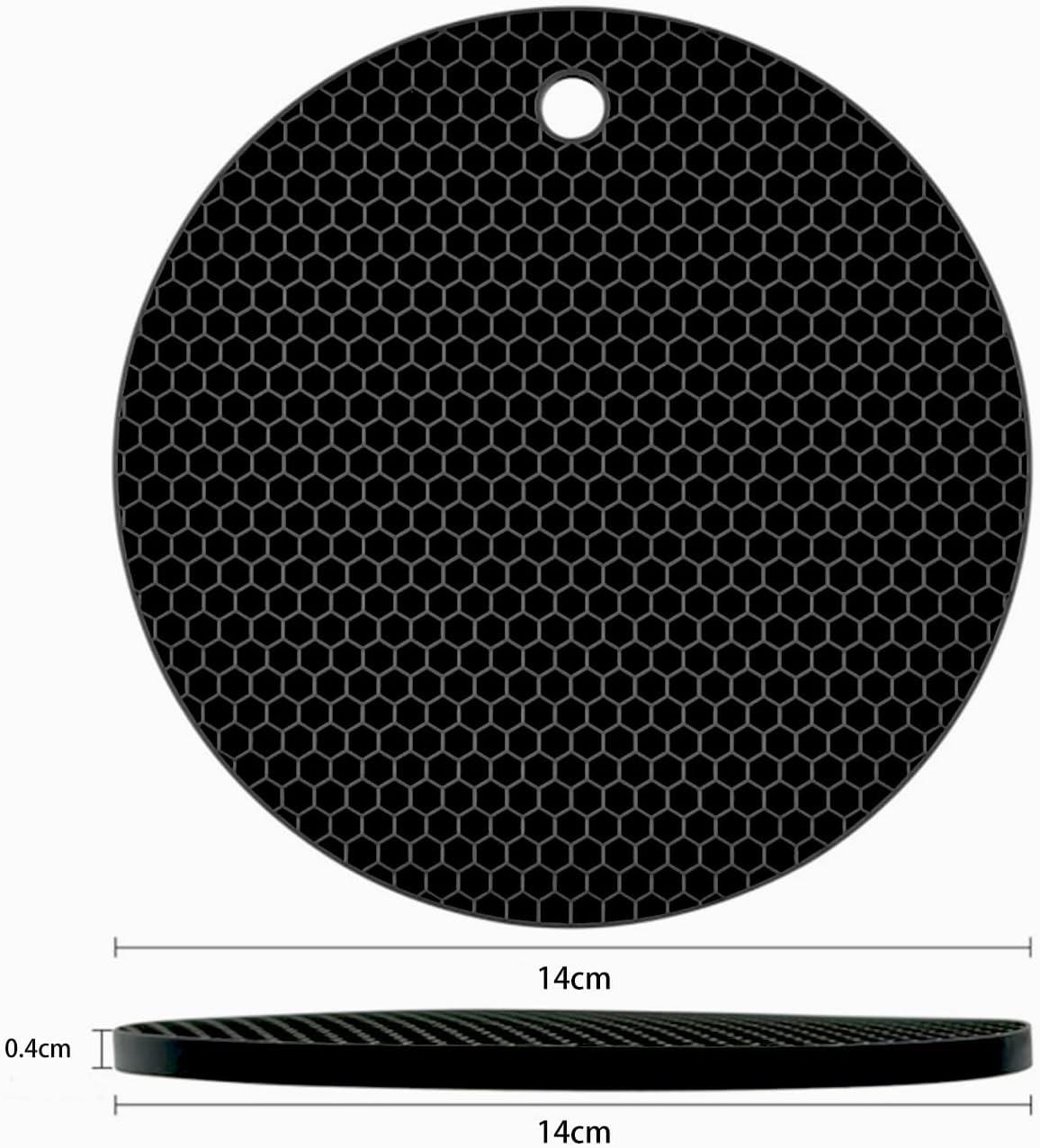 imageTENOC Silicone NonSlip Heat Resistant amp WaterTrapping Trivet Mats for Water Glasses amp Teacup amp Coffee Cup amp Dishes amp Cookware Multipurpose Kitchen Table Coaster 35Inch BlackBlack