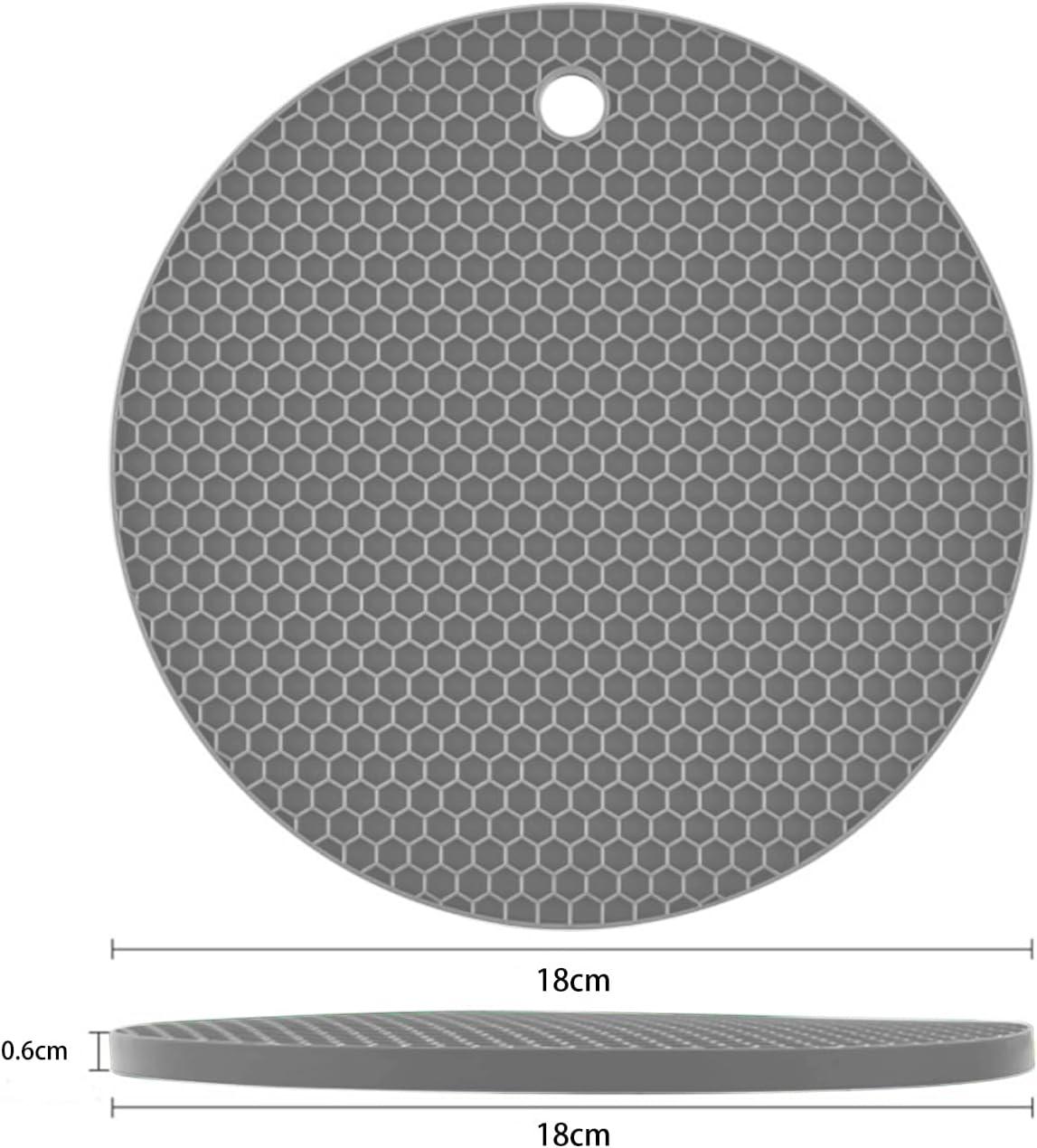 imageTENOC Silicone NonSlip Heat Resistant amp WaterTrapping Trivet Mats for Water Glasses amp Teacup amp Coffee Cup amp Dishes amp Cookware Multipurpose Kitchen Table Coaster 35Inch BlackGray