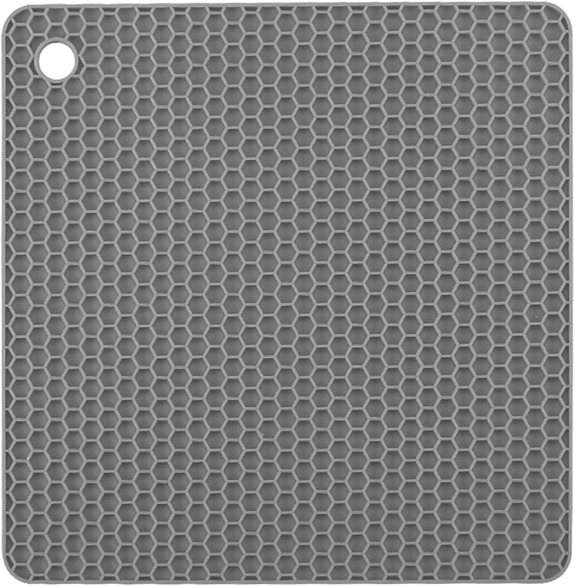 imageTENOC Silicone NonSlip Heat Resistant amp WaterTrapping Trivet Mats for Water Glasses amp Teacup amp Coffee Cup amp Dishes amp Cookware Multipurpose Kitchen Table Coaster 35Inch BlackGray