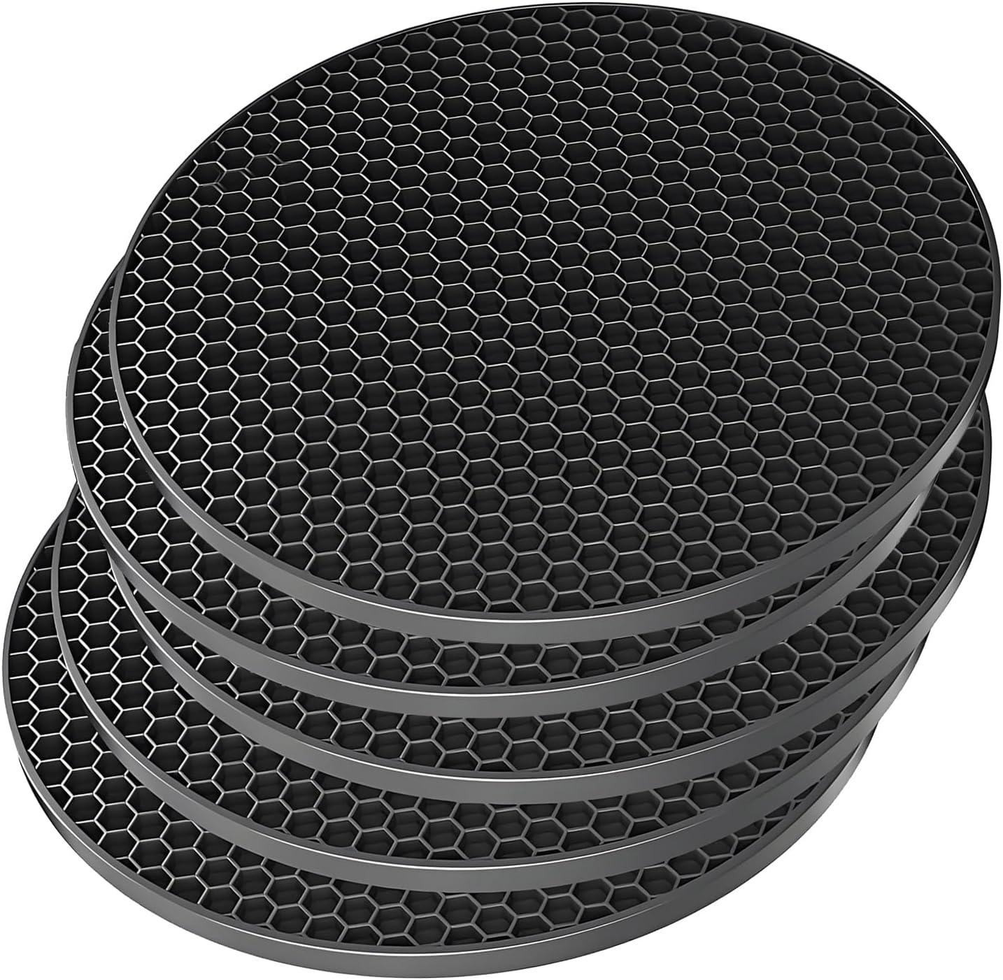 imageTENOC Silicone NonSlip Heat Resistant amp WaterTrapping Trivet Mats for Water Glasses amp Teacup amp Coffee Cup amp Dishes amp Cookware Multipurpose Kitchen Table Coaster 35Inch BlackBlack