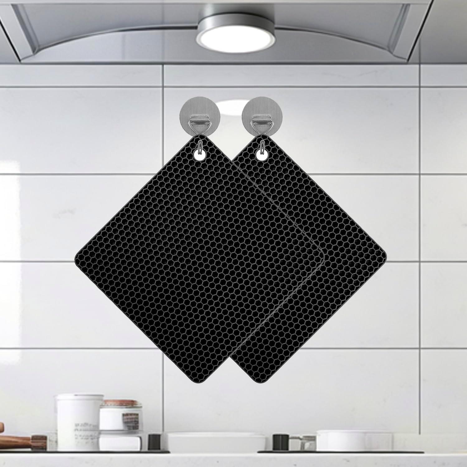 imageTENOC Silicone NonSlip Heat Resistant amp WaterTrapping Trivet Mats for Water Glasses amp Teacup amp Coffee Cup amp Dishes amp Cookware Multipurpose Kitchen Table Coaster 35Inch BlackBlack