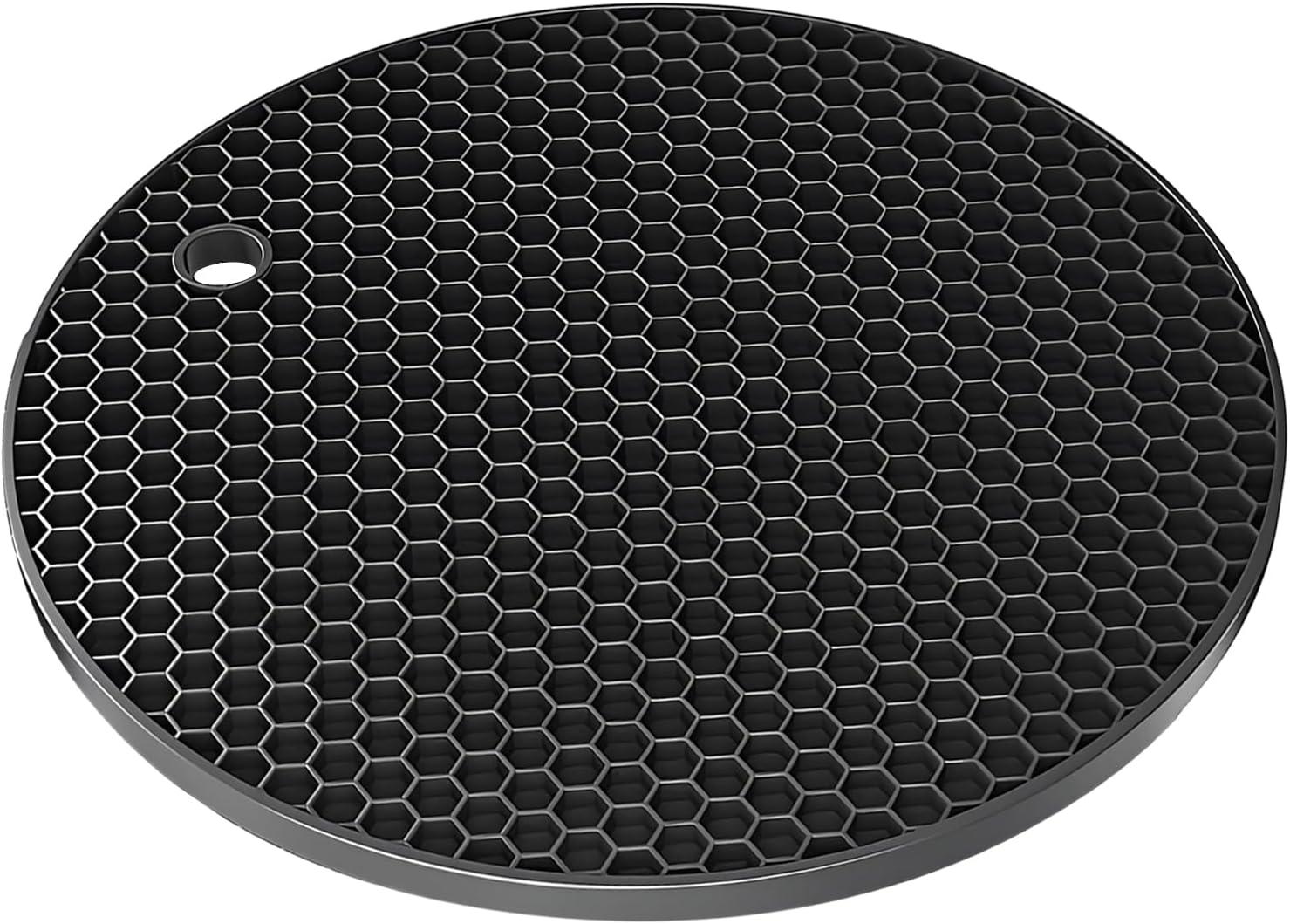 imageTENOC Silicone NonSlip Heat Resistant amp WaterTrapping Trivet Mats for Water Glasses amp Teacup amp Coffee Cup amp Dishes amp Cookware Multipurpose Kitchen Table Coaster 35Inch BlackBlack