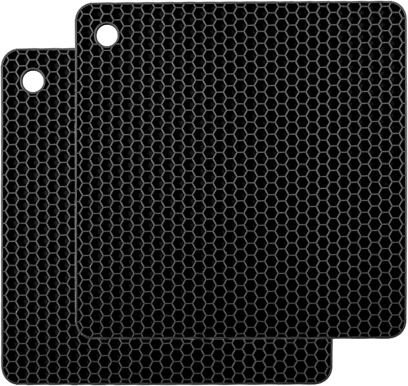 imageTENOC Silicone NonSlip Heat Resistant amp WaterTrapping Trivet Mats for Water Glasses amp Teacup amp Coffee Cup amp Dishes amp Cookware Multipurpose Kitchen Table Coaster 35Inch BlackBlack