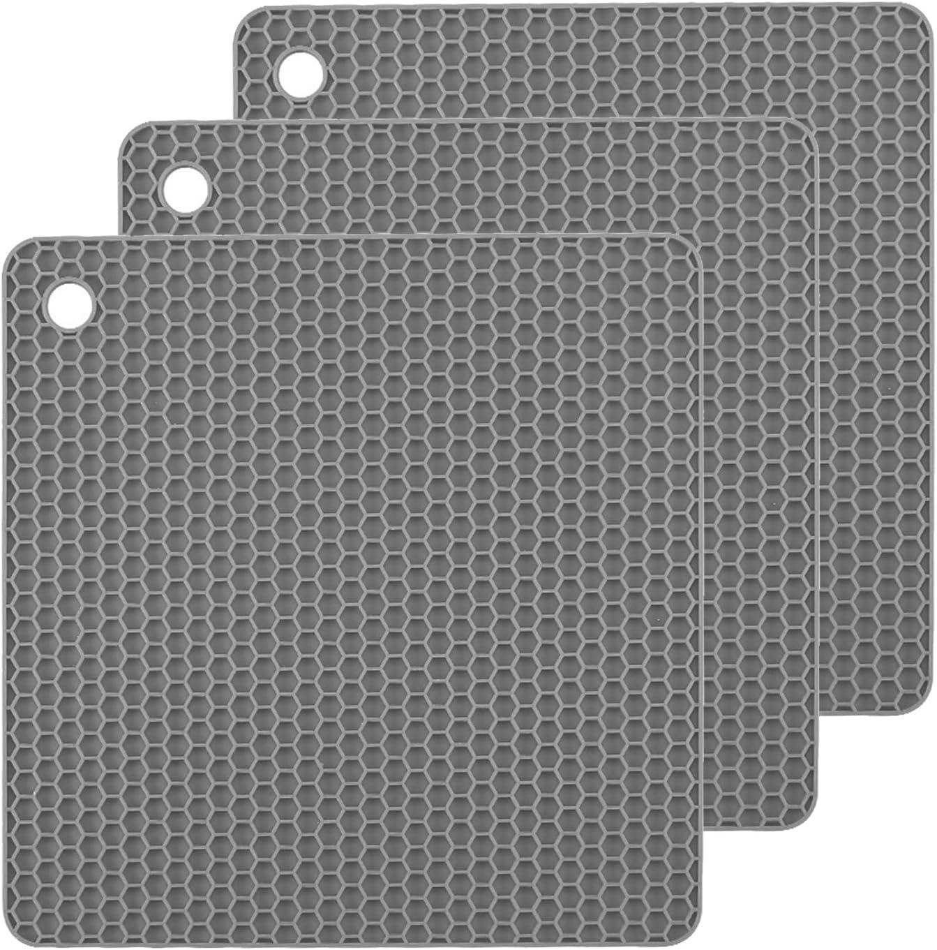 imageTENOC Silicone NonSlip Heat Resistant amp WaterTrapping Trivet Mats for Water Glasses amp Teacup amp Coffee Cup amp Dishes amp Cookware Multipurpose Kitchen Table Coaster 35Inch BlackGray