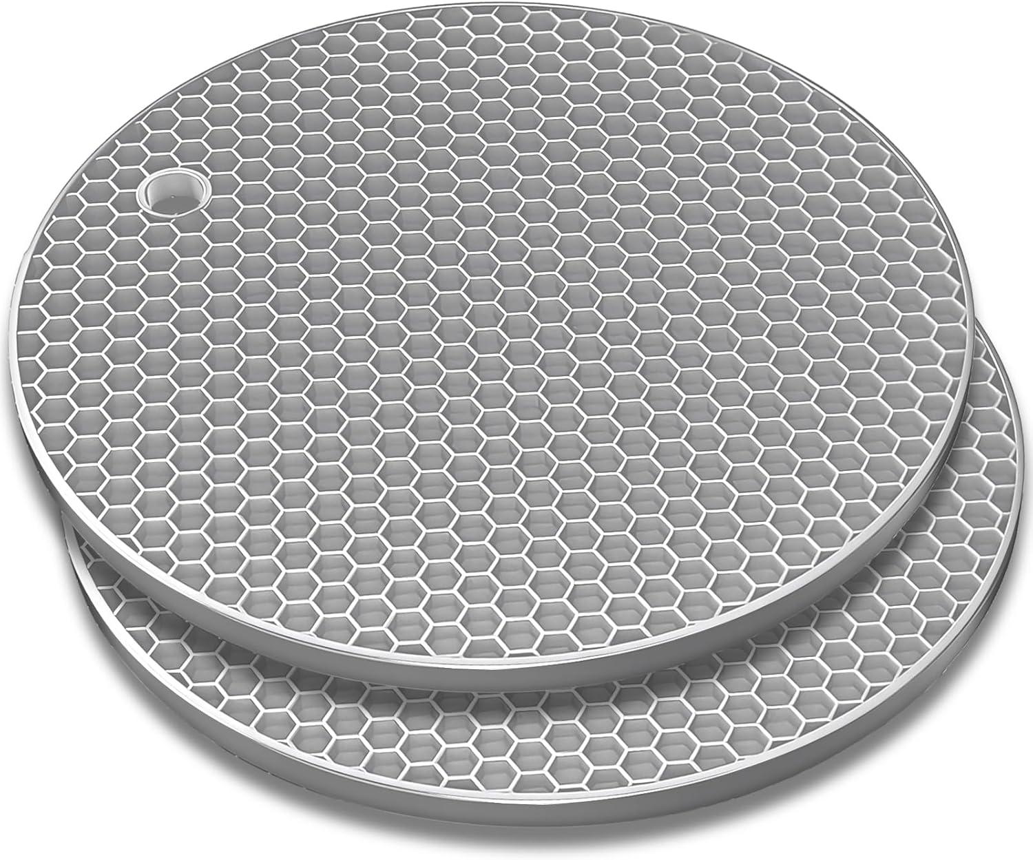 imageTENOC Silicone NonSlip Heat Resistant amp WaterTrapping Trivet Mats for Water Glasses amp Teacup amp Coffee Cup amp Dishes amp Cookware Multipurpose Kitchen Table Coaster 35Inch BlackGray
