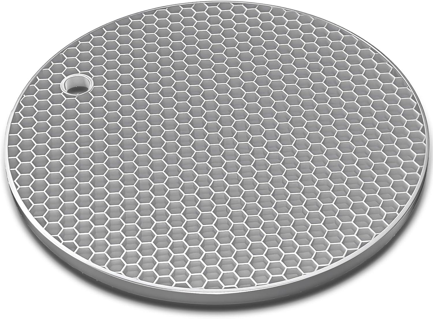 imageTENOC Silicone NonSlip Heat Resistant amp WaterTrapping Trivet Mats for Water Glasses amp Teacup amp Coffee Cup amp Dishes amp Cookware Multipurpose Kitchen Table Coaster 35Inch BlackGray
