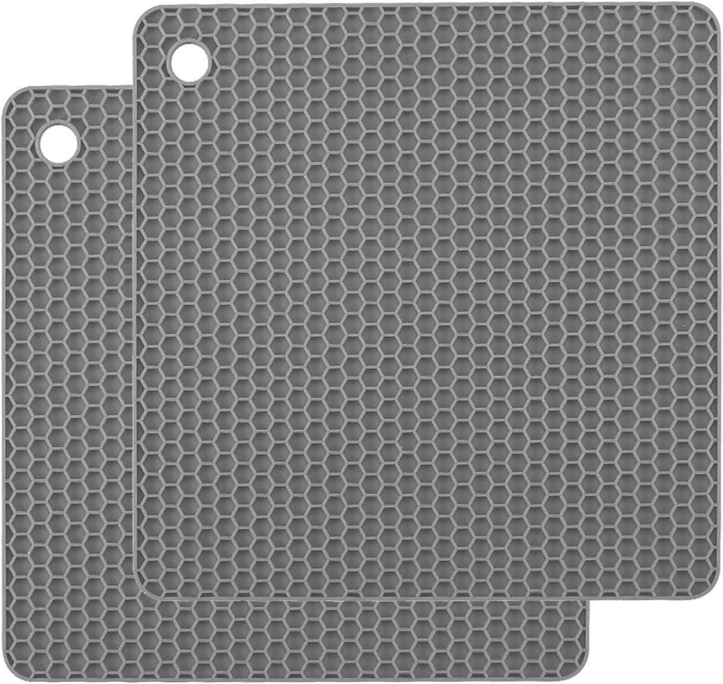 imageTENOC Silicone NonSlip Heat Resistant amp WaterTrapping Trivet Mats for Water Glasses amp Teacup amp Coffee Cup amp Dishes amp Cookware Multipurpose Kitchen Table Coaster 35Inch BlackGray