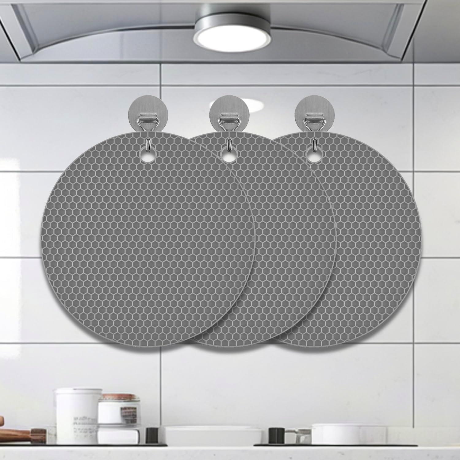 imageTENOC Silicone NonSlip Heat Resistant amp WaterTrapping Trivet Mats for Water Glasses amp Teacup amp Coffee Cup amp Dishes amp Cookware Multipurpose Kitchen Table Coaster 35Inch BlackGray