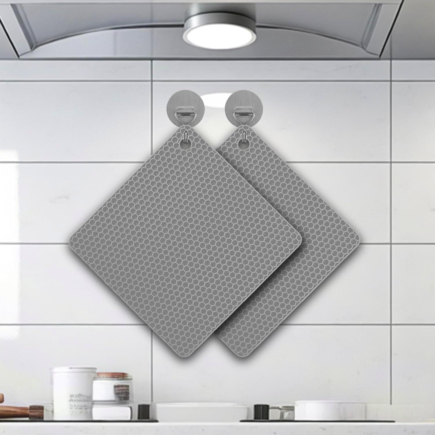 imageTENOC Silicone NonSlip Heat Resistant amp WaterTrapping Trivet Mats for Water Glasses amp Teacup amp Coffee Cup amp Dishes amp Cookware Multipurpose Kitchen Table Coaster 35Inch BlackGray