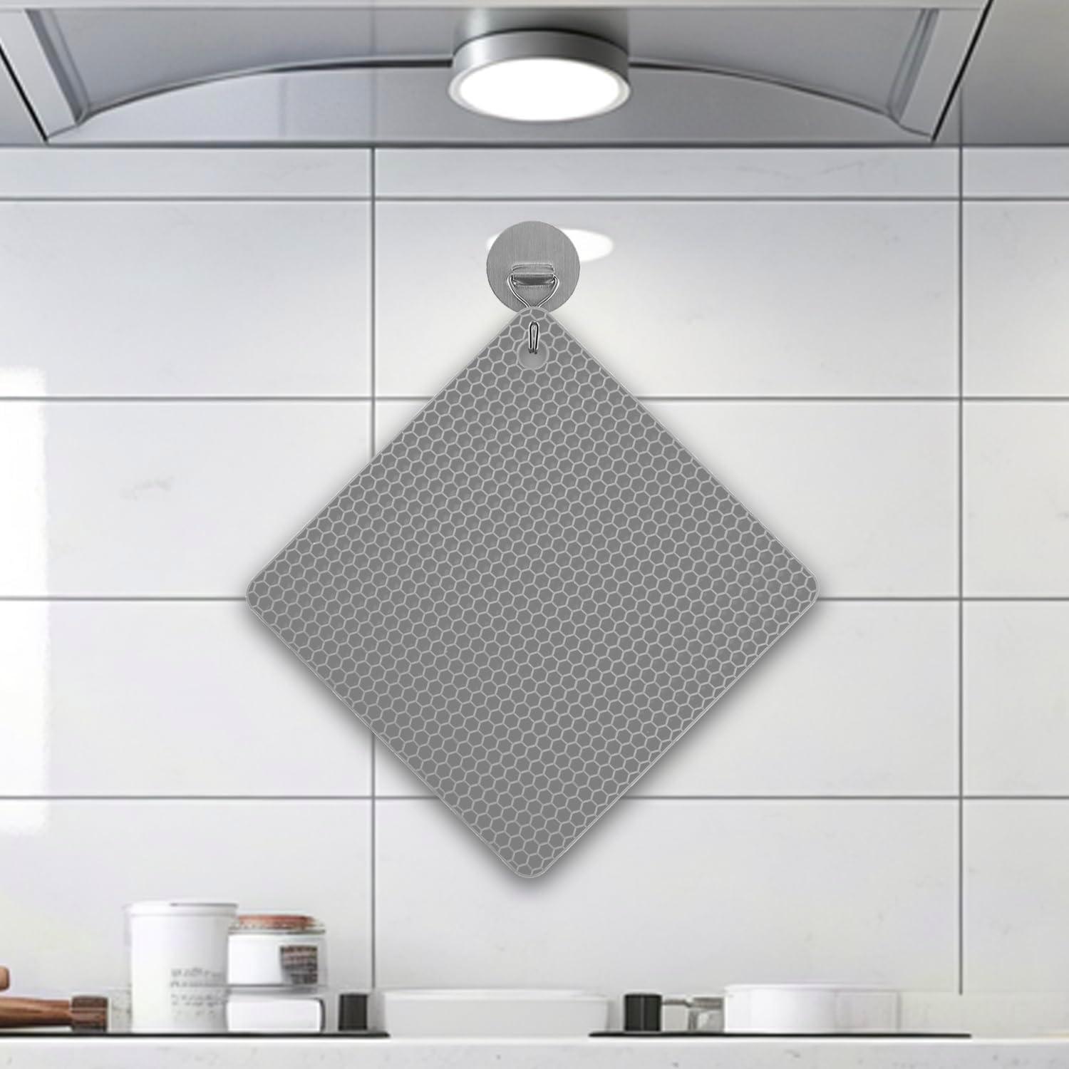 imageTENOC Silicone NonSlip Heat Resistant amp WaterTrapping Trivet Mats for Water Glasses amp Teacup amp Coffee Cup amp Dishes amp Cookware Multipurpose Kitchen Table Coaster 35Inch BlackGray