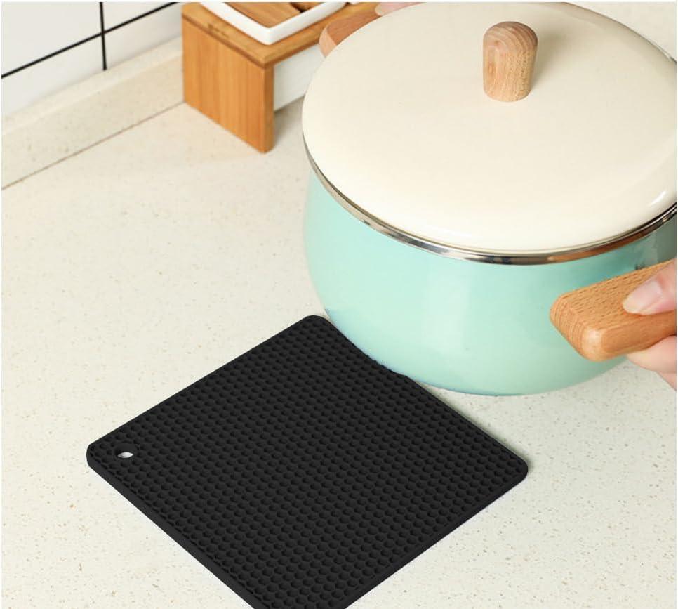 imageTENOC Silicone NonSlip Heat Resistant amp WaterTrapping Trivet Mats for Water Glasses amp Teacup amp Coffee Cup amp Dishes amp Cookware Multipurpose Kitchen Table Coaster 35Inch BlackBlack