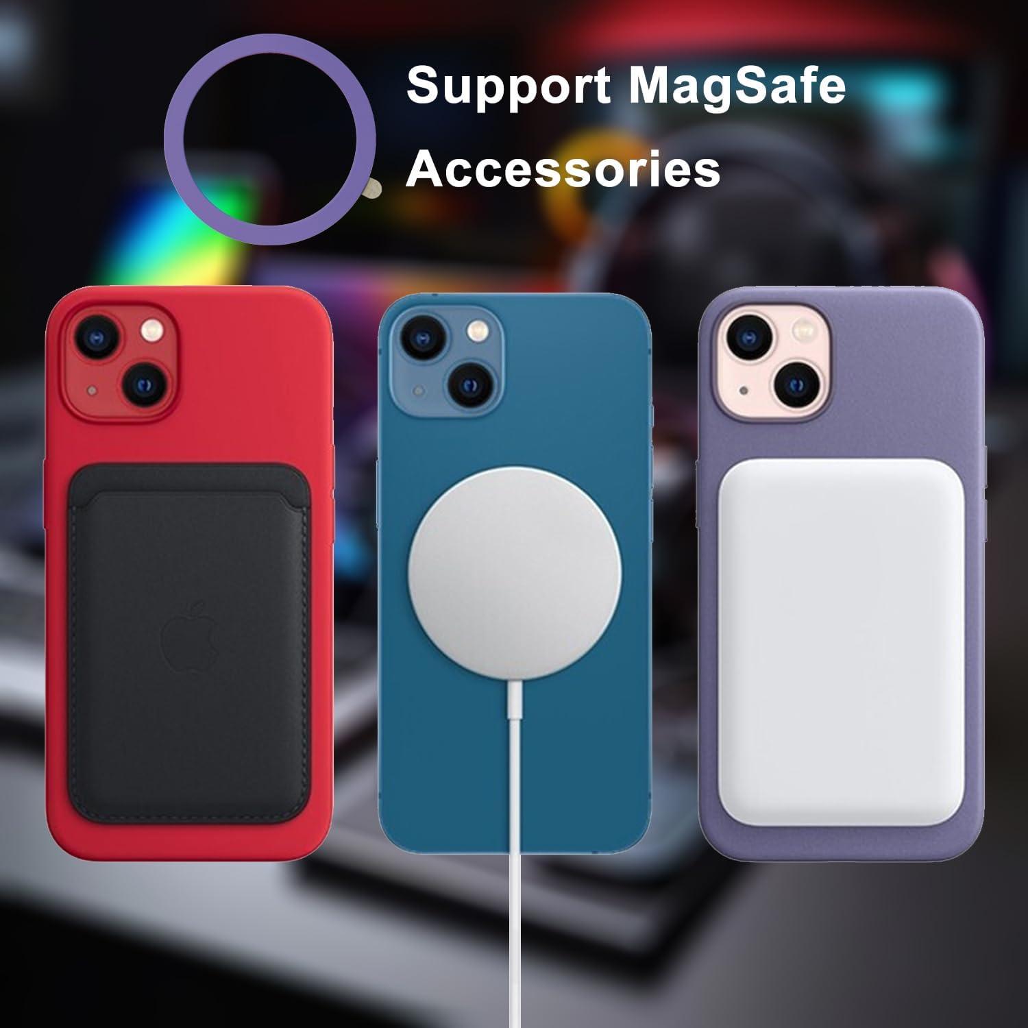 imageTENOC Universal Metal Ring Sticker for Magnetic Charger Compatible with iPhoneSamsungAndroid All Cellphones Magnetic MountPhone Holder Conversion Accessories 3Pcs Black3 x Light Purple
