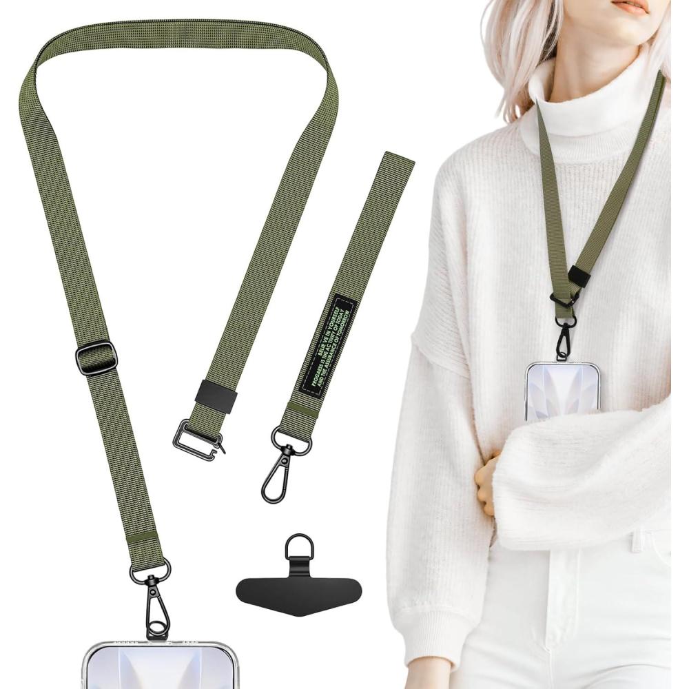 imageTENOC Adjust Length Phone Crossbody Strap Detachable Cellphone Wrist Strap Universal Phone LanyardGreen