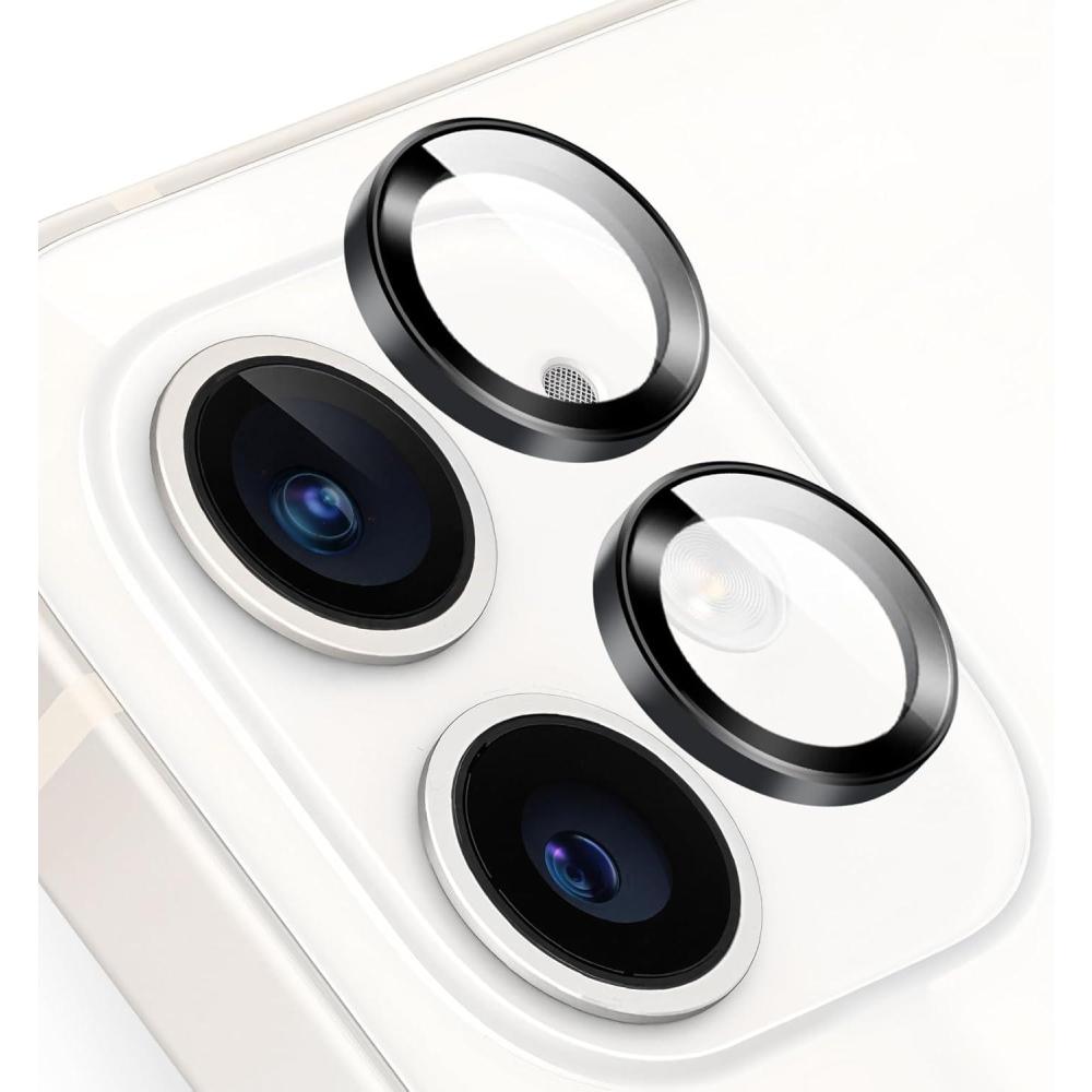imageTENOC Camera Lens Protector for iPhone 11 amp iPhone 12 amp iPhone 12 Mini 9H Tempered Glass Camera Screen Cover Black Metal Individual RingBlack