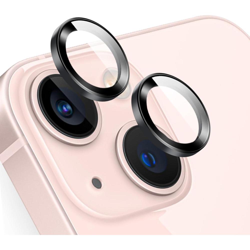 imageTENOC Camera Lens Protector for iPhone 13 amp iPhone 13 Mini 9H Tempered Glass Camera Screen Cover Black Metal Individual RingBlack