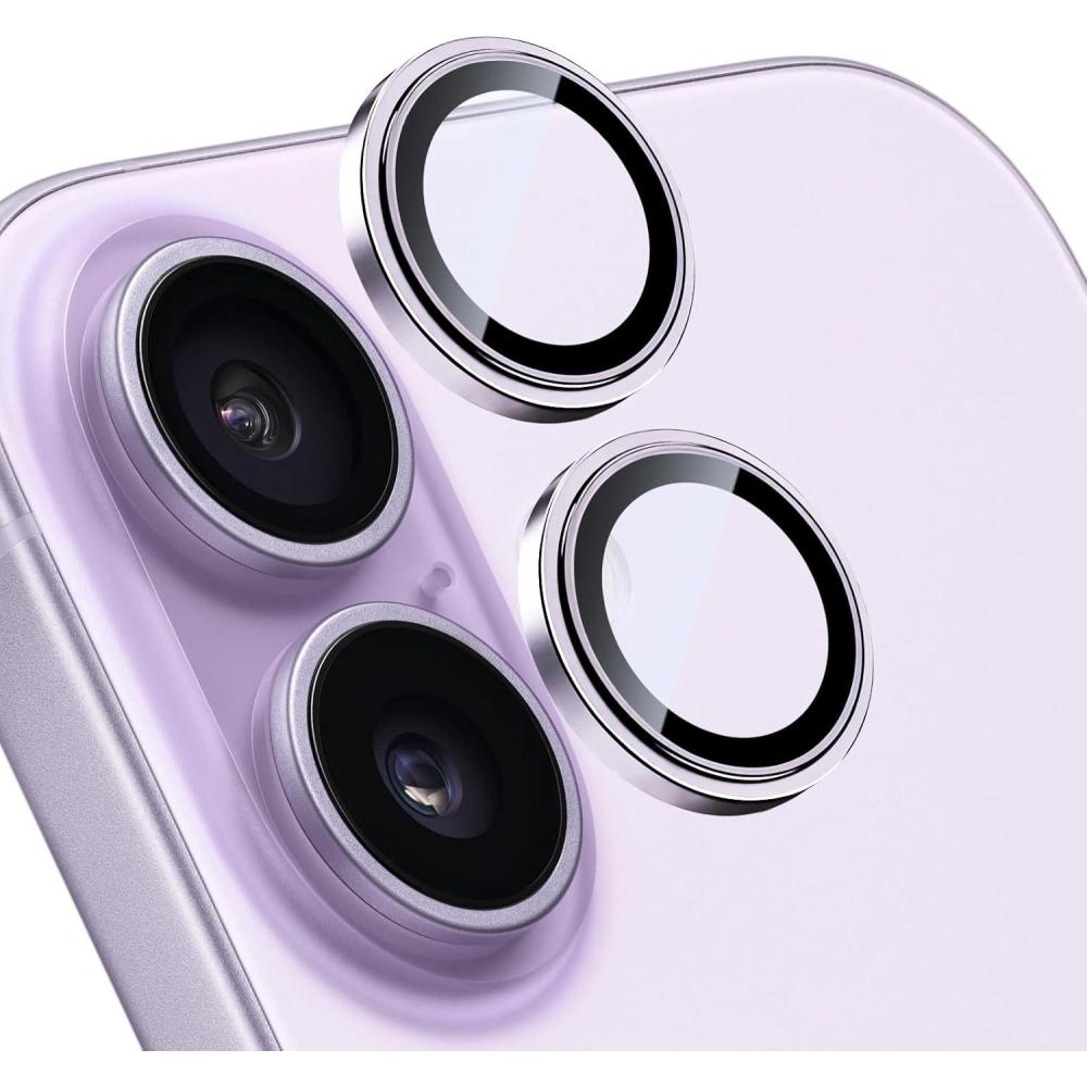 imageTENOC Camera Lens Protector for iPhone 17 Pro amp iPhone 17 Pro Max 9H Tempered Glass Camera Screen Cover Silver Metal Individual RingPurple