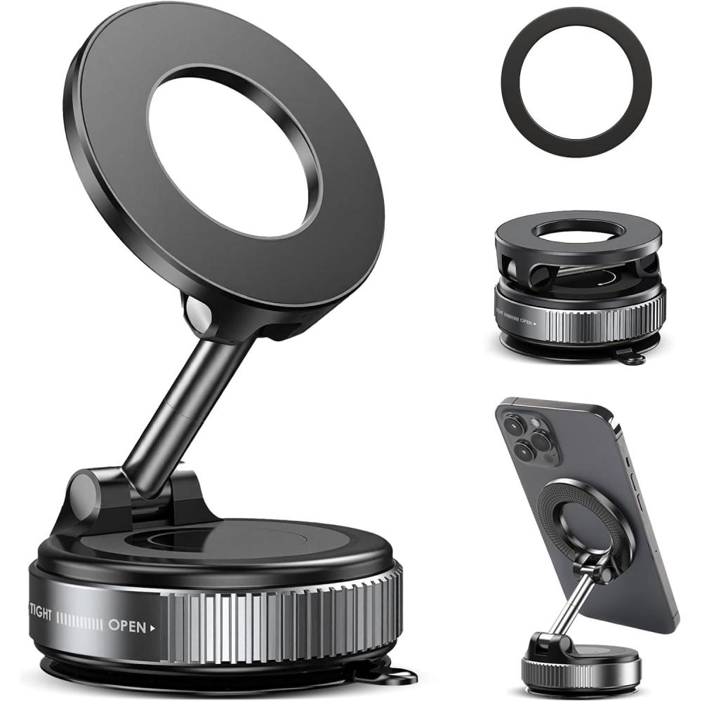 imageTENOC Magnetic Suction Car Phone Mount 360 Rotation Phone Holder Mount Foldable Cellphone Holders for CarGymShowerMirror BlackBlack