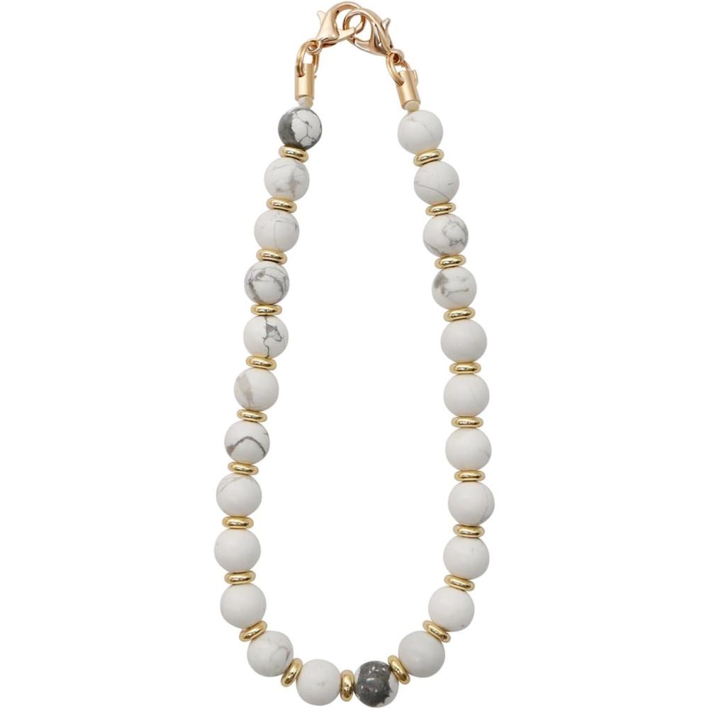 imageTENOC Marble Beaded Phone Wrist Strap Cellphone Lanyard with Tether Tab HandsFree Phone Chain Wristlet Bracelet Keychain Obsidian BlackBmarble White