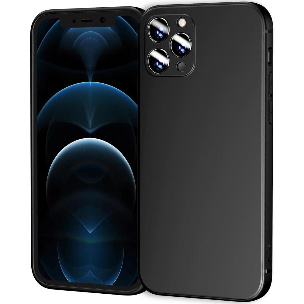 imageTENOC Phone Case Compatible for iPhone 12 Pro Black Case Protective Bumper Slim Cover