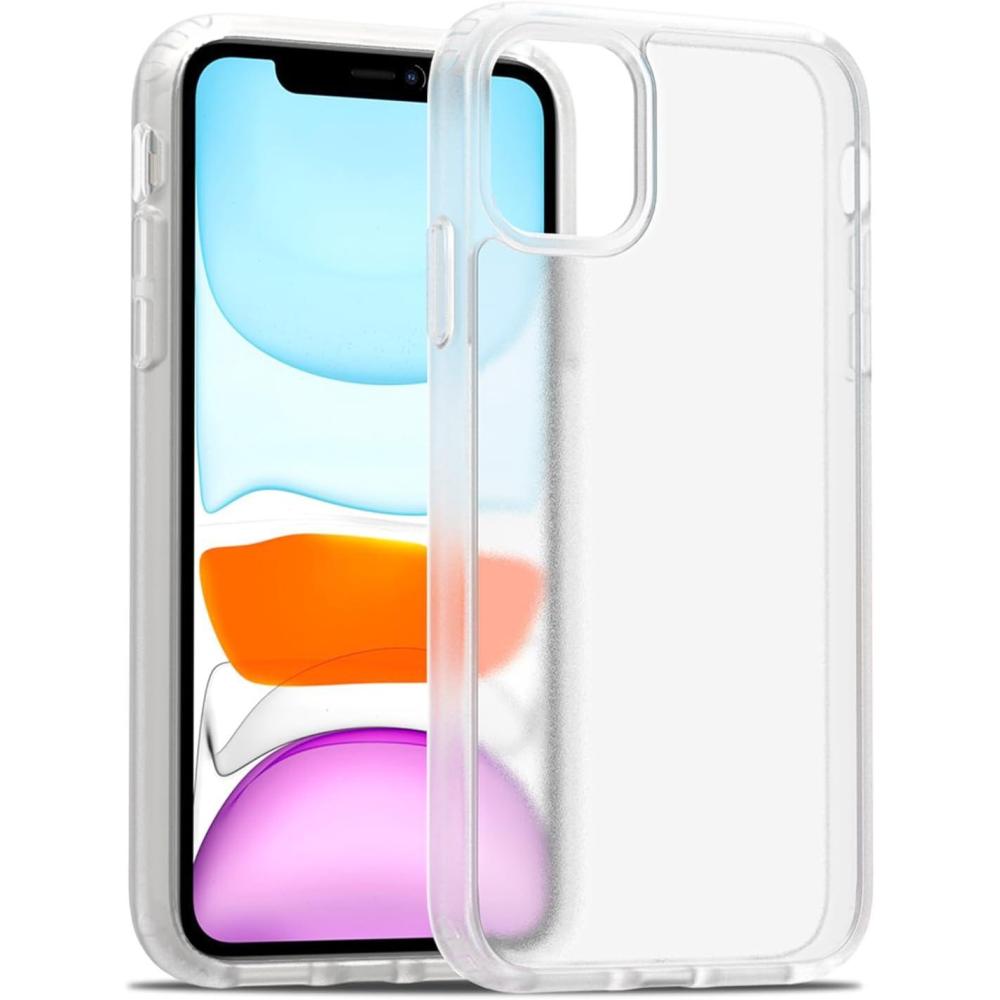 imageTENOC Phone Case Compatible with iPhone 13 amp iPhone 14 Black Case AntiFingerprint Protective Bumper Matte Cover for 61 InchTranslucent