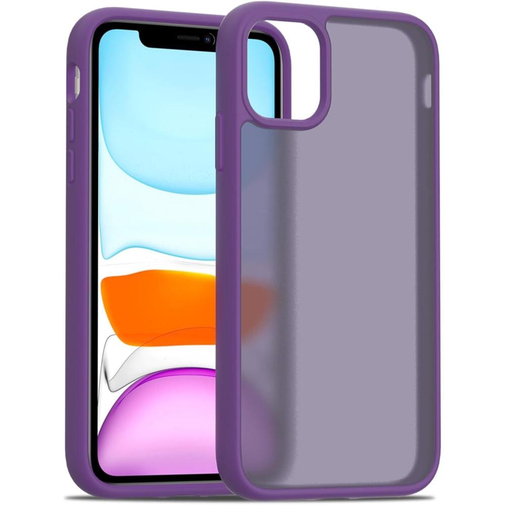 imageTENOC Phone Case Compatible with iPhone 13 amp iPhone 14 Black Case AntiFingerprint Protective Bumper Matte Cover for 61 InchTranslucent Dark Purple