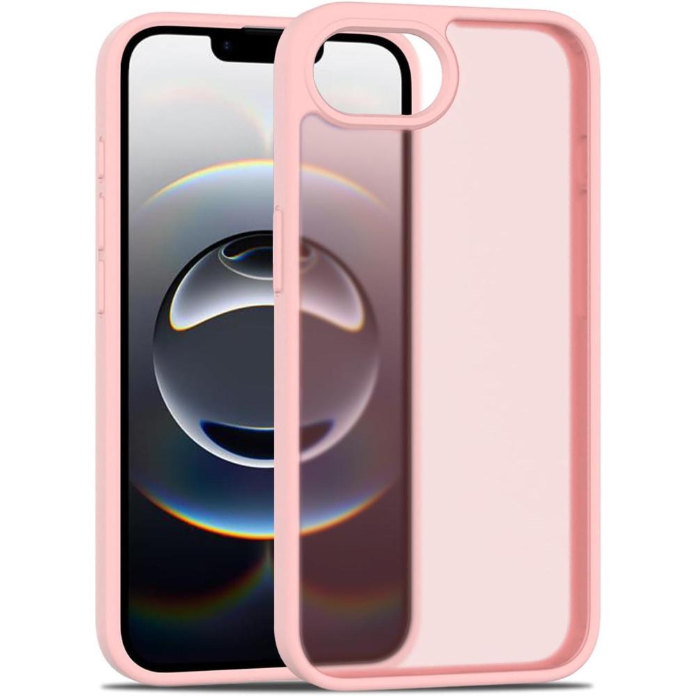 imageTENOC Phone Case Compatible with iPhone 15 Black Case AntiFingerprint Protective Bumper Matte Cover for 61 InchTranslucent Pink