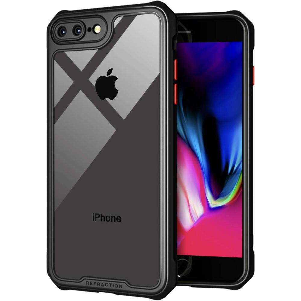 imageTENOC Phone Case Compatible with iPhone 7 Plus amp iPhone 8 Plus Clear Case Black Protective Bumper NonYellowing Cover for 55 Inch