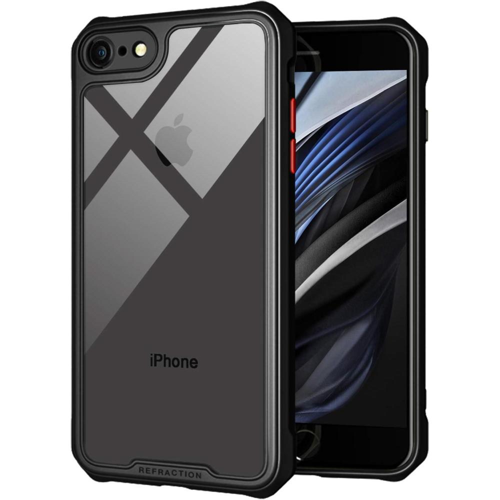 imageTENOC Phone Case Compatible with iPhone SE 2nd 2020 and 3rd 2022 Generation amp iPhone 7 amp iPhone 8 Clear Case Black Protective Bumper NonYellowing Cover for 47 Inch
