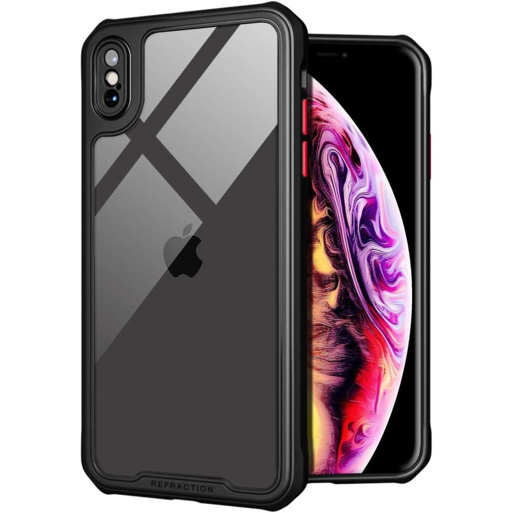 imageTENOC Phone Case Compatible with iPhone X amp iPhone Xs Clear Case Black Protective Bumper NonYellowing Cover for 58 Inch
