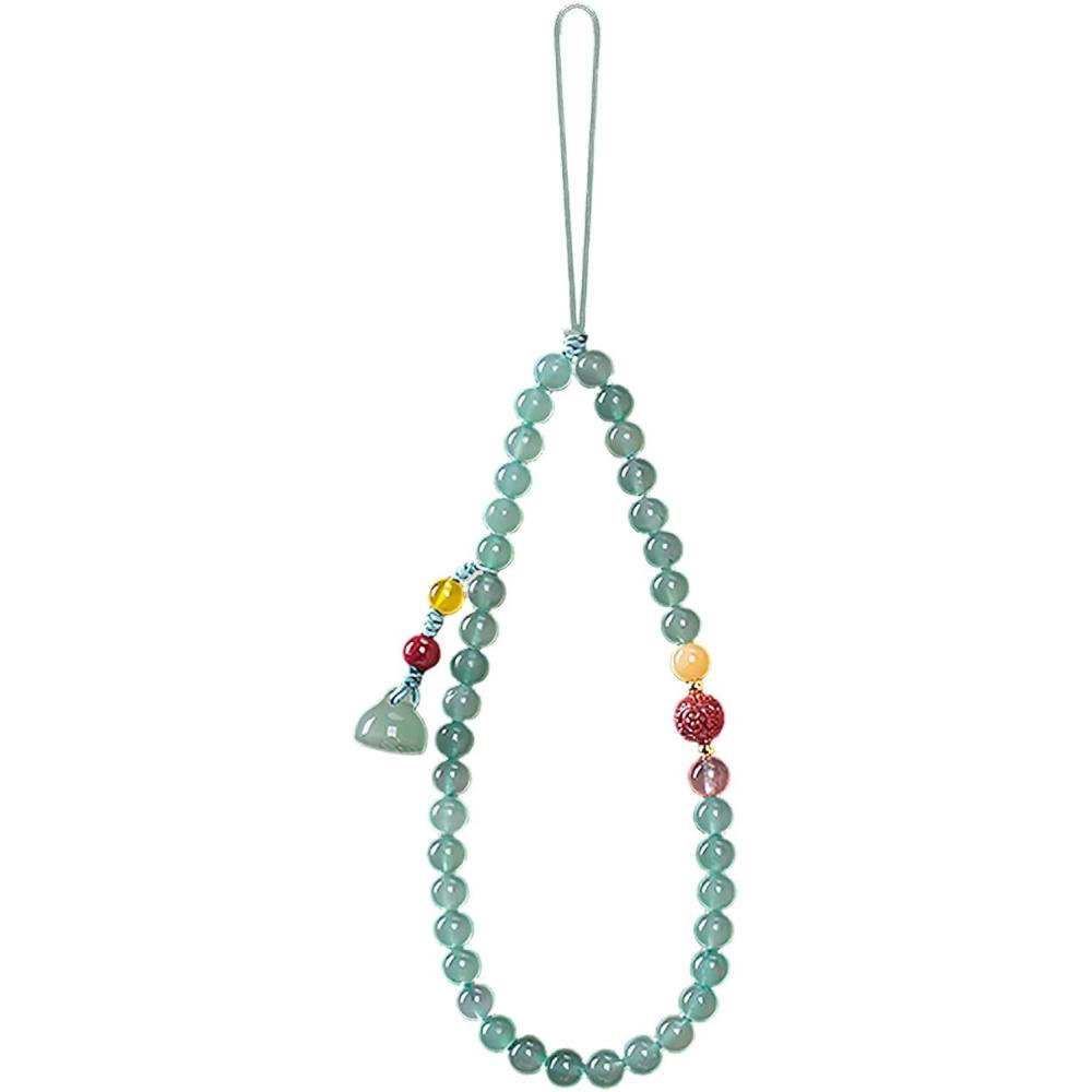 imageTENOC Phone Charm Strap Universal Cellphone Wrist Strap Handmade Beaded Phone Chain String Pendant for WomenGreen