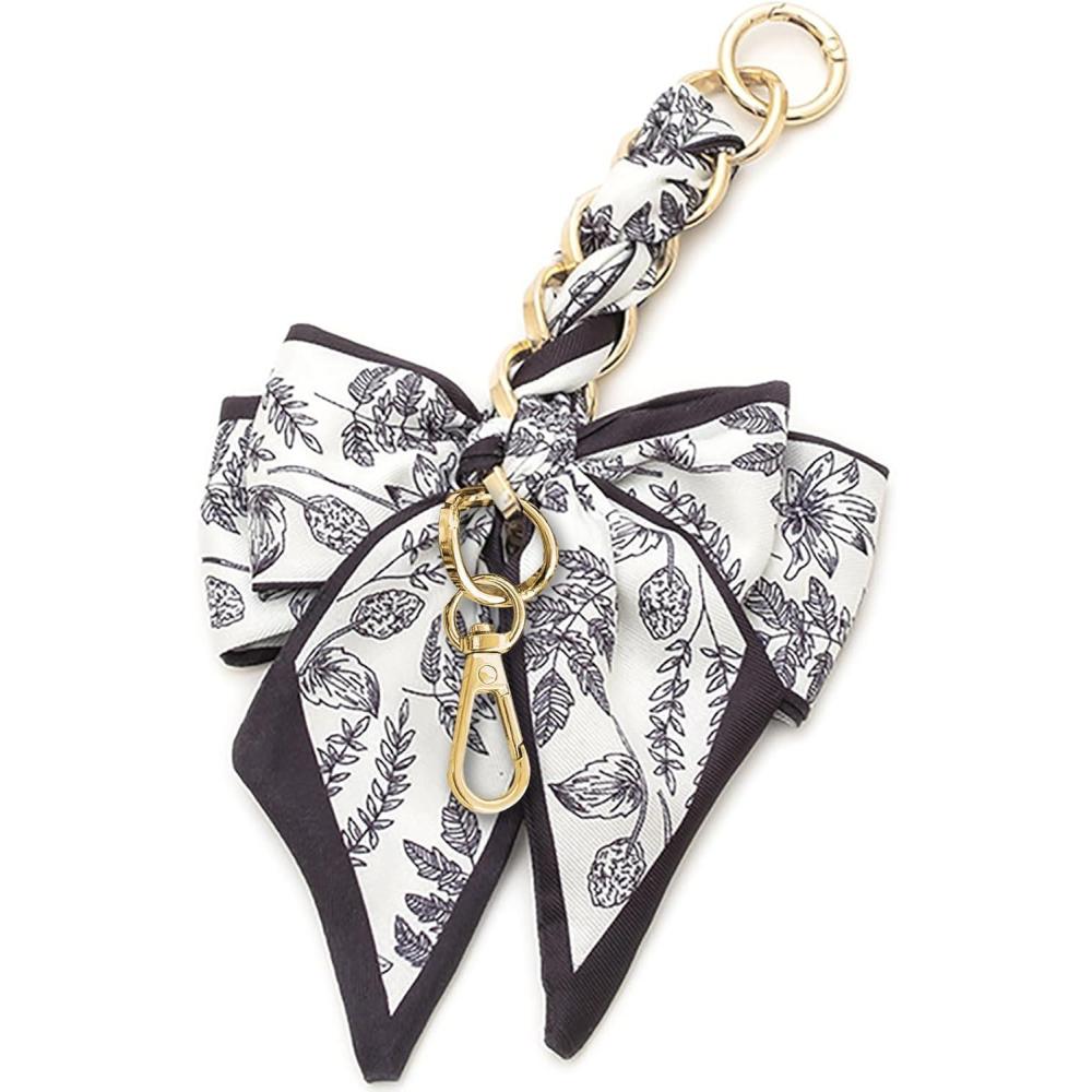 imageTENOC Purse Extender Chain Crossbody Bag Charm Bow Ribbon Handbag DIY Decoration AccessoriesBlack