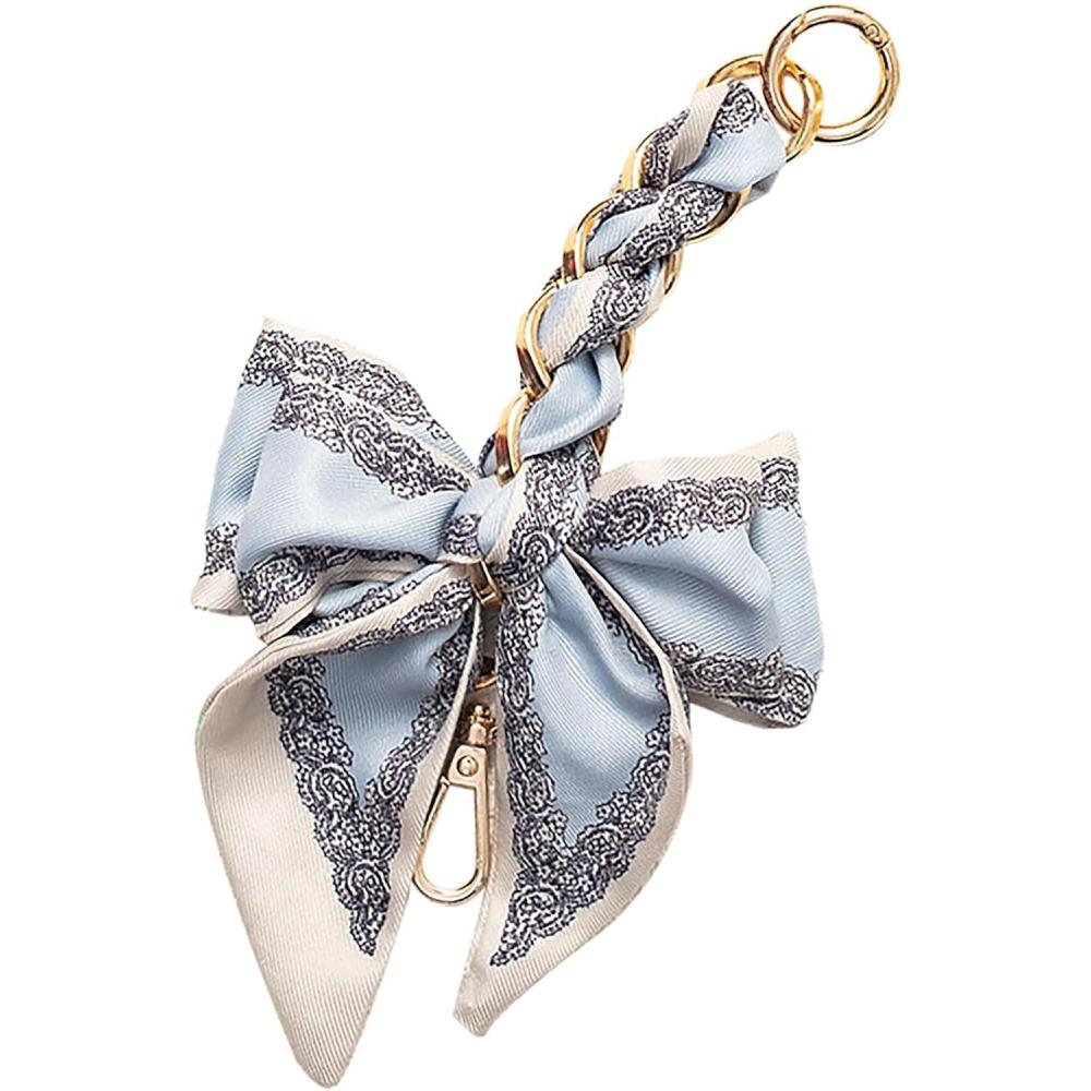 imageTENOC Purse Extender Chain Crossbody Bag Charm Bow Ribbon Handbag DIY Decoration AccessoriesBlue
