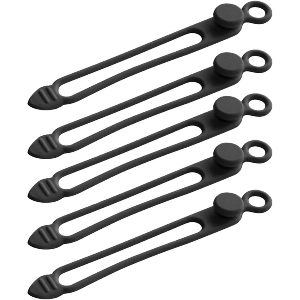 imageTENOC Silicone Cable Ties 10 Pcs Black Reusable Cable Holder Elastic Cord Straps Flexible Wire Organizer for Phone Tablet Charging Cable and Headset or OthersBlack