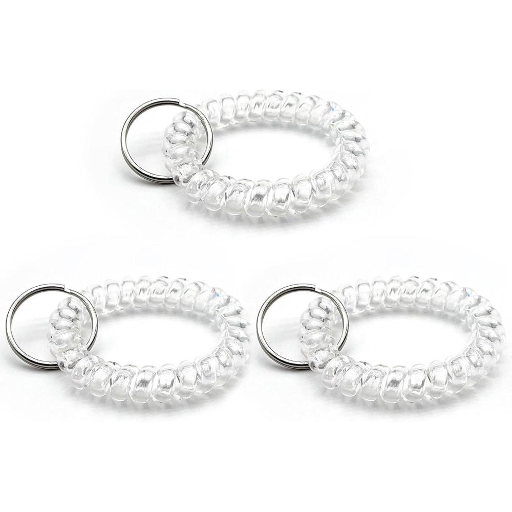 imageTENOC Spiral Coil Keychain Antilost Key Chain Holder Lanyard Cord for Sauna Outdoor Sports and Gym PoolClear