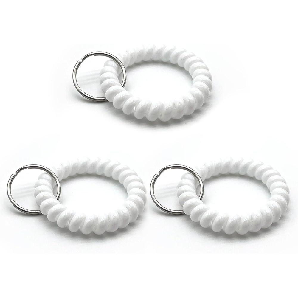 imageTENOC Spiral Coil Keychain Antilost Key Chain Holder Lanyard Cord for Sauna Outdoor Sports and Gym PoolWhite