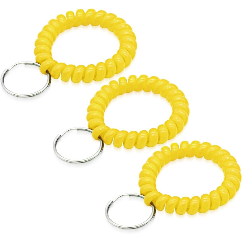 imageTENOC Spiral Coil Keychain Antilost Key Chain Holder Lanyard Cord for Sauna Outdoor Sports and Gym PoolYellow