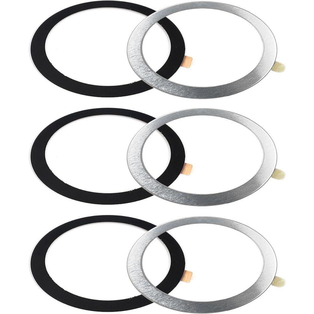 imageTENOC Universal Metal Ring Sticker for Magnetic Charger Compatible with iPhoneSamsungAndroid All Cellphones Magnetic MountPhone Holder Conversion Accessories 3Pcs Black3 x Black Silver