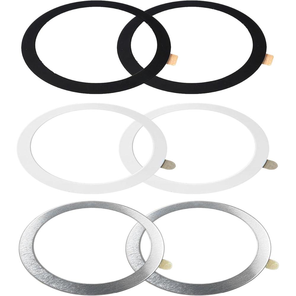 imageTENOC Universal Metal Ring Sticker for Magnetic Charger Compatible with iPhoneSamsungAndroid All Cellphones Magnetic MountPhone Holder Conversion Accessories 3Pcs Black2 x Black  White  Silver