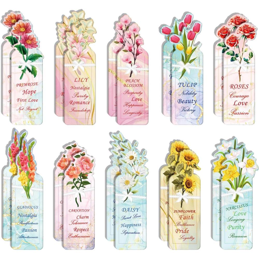imageTENOC Vintage Flower Bookmark 20Pieces Literature and Art Natural Style Pagemakers Accessories for Women Men Child Book Lovers Increase Reading Interest Decoration