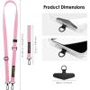TENOC Adjust Length Phone Crossbody Strap, Detachable Cellphone Wrist Strap, Universal Phone Lanyard(Pink)
